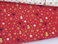 Plátno - vánoční stromky na červené (zlatotisk) dovoz EU Plátno - vánoční stromky na červené (zlatotisk) dovoz EU