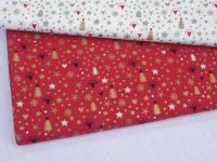 Plátno - vánoční stromky na červené (zlatotisk) dovoz EU Plátno - vánoční stromky na červené (zlatotisk) dovoz EU