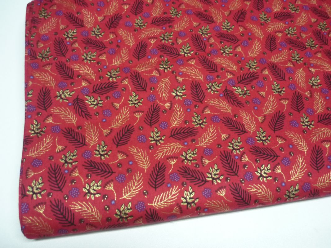 Plátno - vánoční větvičky(zlatotisk) dovoz EU