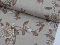 Dekorační (potahová) - hnědá růže na režné ZBYTEK 40cm dovoz EU