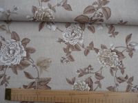 Dekorační (potahová) - hnědá růže na režné ZBYTEK 40cm dovoz EU