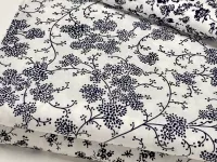 Bavln. plátno-rostlinky(modro-černý tisk na bílé) 
