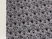 Dekorační látka (kanvas) - černý ornament dovoz EU