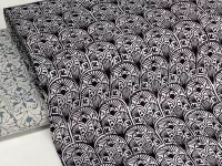 Dekorační látka (kanvas) - černý ornament dovoz EU