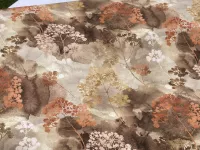 Dekorační látka(kanvas)-rostliny(béžová, cihlová)