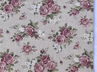 Dekorační látka- růžičky na režné dovoz EU