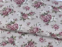 Dekorační látka- růžičky na režné dovoz EU