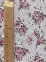 Dekorační látka- růžičky na režné dovoz EU