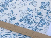 Dekorační látka- velké modré růže na smetanové dovoz EU Dekorační látka- velké modré růže na smetanové dovoz EU