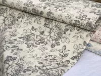 Dekorační látka- velké šedé růže na smetanové dovoz EU