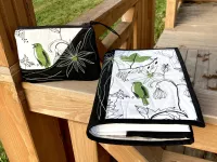 Kosm. taška, pouzdro -ptáček a vyšívaný květ... Kosm. taška, pouzdro -ptáček a vyšívaný květ...