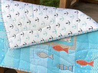 Malá patchworková deka - ryby a kotvy....