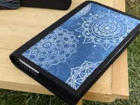 Nastavitelný obal na knihu - mandaly na modré.... Nastavitelný obal na knihu - mandaly na modré....