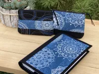 Nastavitelný obal na knihu - mandaly na modré.... Nastavitelný obal na knihu - mandaly na modré....