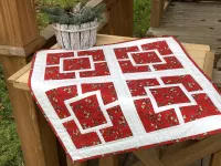 Patchworkový čtvercový ubrus -jmelí na červené....
