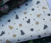 Plátno - stromky a srdíčka na smetanové