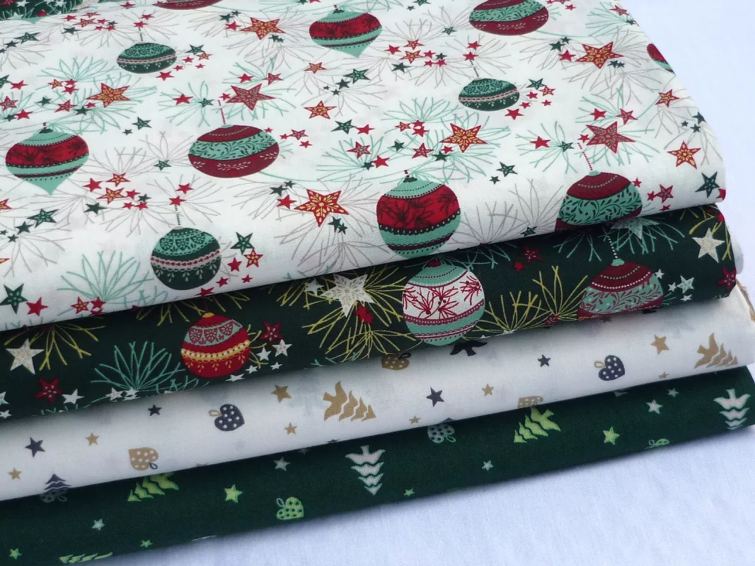 Plátno - stromky a srdíčka na zelené ZBYTEK 45 cm dovoz EU