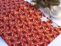 Plátno - vánoční cesmína(zlatotisk)