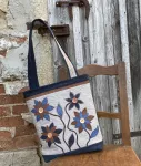 Taška - květy na lnu a JEANS.....
