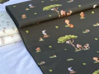 Úplet - lesní zvířátka (digi tisk, tmavá khaki) Úplet - lesní zvířátka (digi tisk, tmavá khaki)