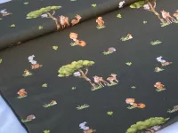 Úplet - lesní zvířátka (digi tisk, tmavá khaki) Úplet - lesní zvířátka (digi tisk, tmavá khaki)