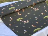 Úplet - lesní zvířátka (digi tisk, tmavá khaki) Úplet - lesní zvířátka (digi tisk, tmavá khaki)