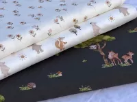 Úplet - lesní zvířátka (digi tisk, tmavá khaki) Úplet - lesní zvířátka (digi tisk, tmavá khaki)