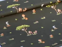 Úplet - lesní zvířátka (digi tisk, tmavá khaki)