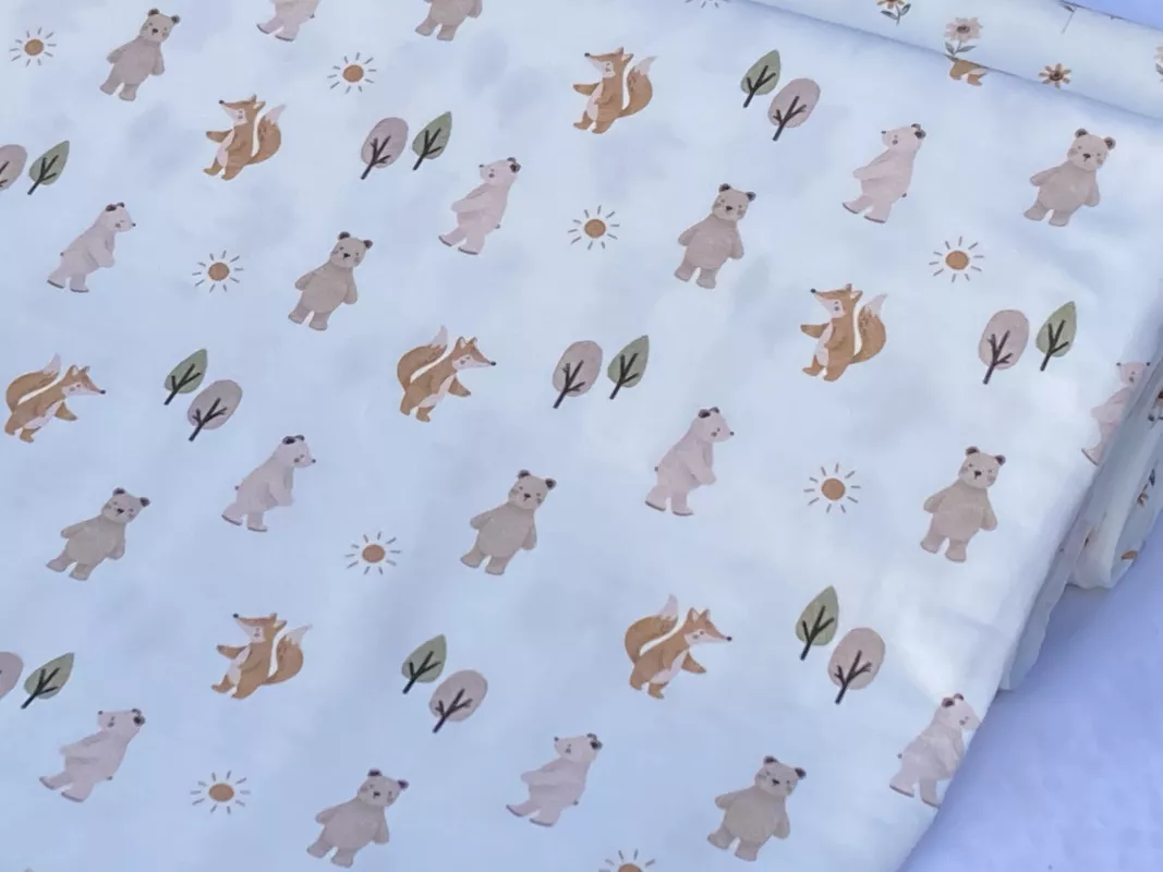 Úplet -zvířátka na jemně smetanové (digi tisk, 200 g/m2)