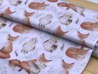 Bavlněné plátno - lišky a sovy (120g) CZ Bavlněné plátno - lišky a sovy (120g) CZ