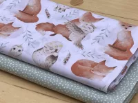 Bavlněné plátno - lišky a sovy (120g)