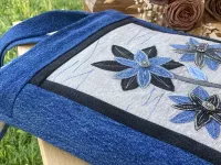 Taška - květy na lnu a JEANS..... Taška - květy na lnu a JEANS.....