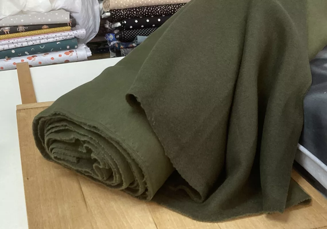 Teplákovina- tm. khaki POČES ( 320gr, 75%Bavlna 25%polyester)